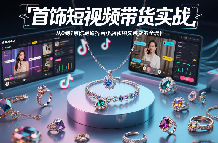 首饰短视频带货实战,从0到1带你跑通抖音小店和图文带货的全流程青祥项目库-闲云创业网-老谢轻创网-中创网-福缘网-冒泡网-资源之家-魔方项目库青祥项目库