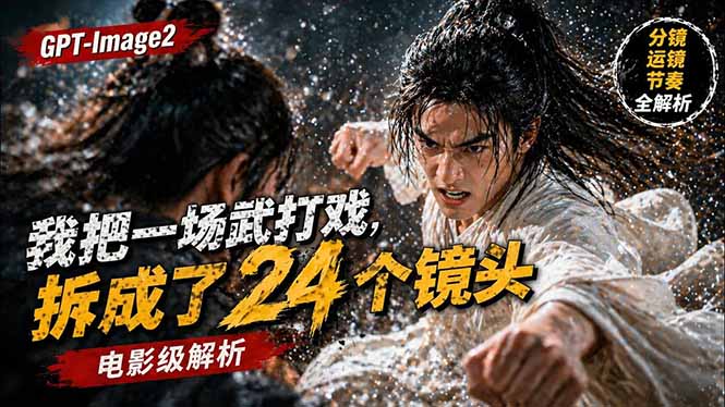 用GPT-Image2，把一段武打对决拆成24个连续镜头，从人物建立、动作衔接、运镜节奏，到情绪爆发青祥项目库-闲云创业网-老谢轻创网-中创网-福缘网-冒泡网-资源之家-魔方项目库青祥项目库