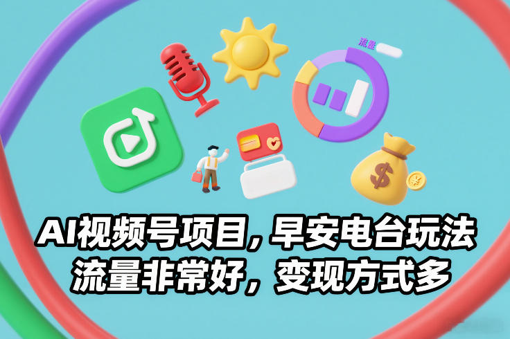 AI视频号项目，早安电台玩法，流量非常好，变现方式多青祥项目库-闲云创业网-老谢轻创网-中创网-福缘网-冒泡网-资源之家-魔方项目库青祥项目库