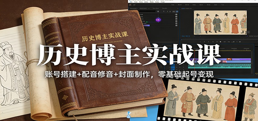 历史博主实战课：账号搭建+配音修音+封面制作，零基础起号变现青祥项目库-闲云创业网-老谢轻创网-中创网-福缘网-冒泡网-资源之家-魔方项目库青祥项目库