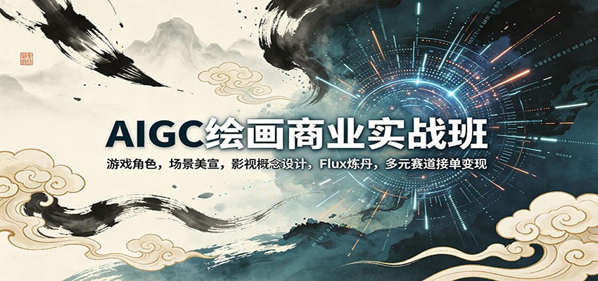 AIGC绘画商业实战班：游戏角色，场景美宣，影视概念设计，Flux炼丹，多元赛道接单变现青祥项目库-闲云创业网-老谢轻创网-中创网-福缘网-冒泡网-资源之家-魔方项目库青祥项目库