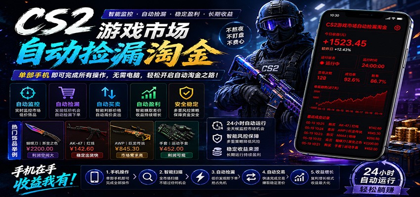 CSGO挂机捡漏项目通过利用游戏饰品交易机制，结合薄凉软件辅助捡漏，实现盈利青祥项目库-闲云创业网-老谢轻创网-中创网-福缘网-冒泡网-资源之家-魔方项目库青祥项目库