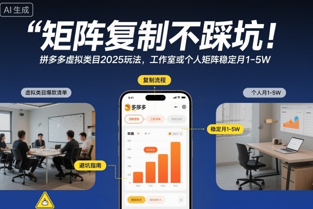 矩阵复制不踩坑！拼多多虚拟类目2025玩法，工作室或者个人矩阵稳定月1-5W【揭秘】青祥项目库-闲云创业网-老谢轻创网-中创网-福缘网-冒泡网-资源之家-魔方项目库青祥项目库