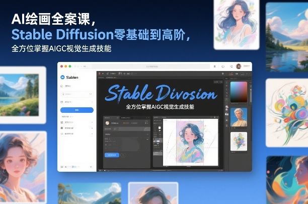 AI绘画全案课，Stable Diffusion零基础到高阶，全方位掌握AIGC视觉生成技能青祥项目库-闲云创业网-老谢轻创网-中创网-福缘网-冒泡网-资源之家-魔方项目库青祥项目库