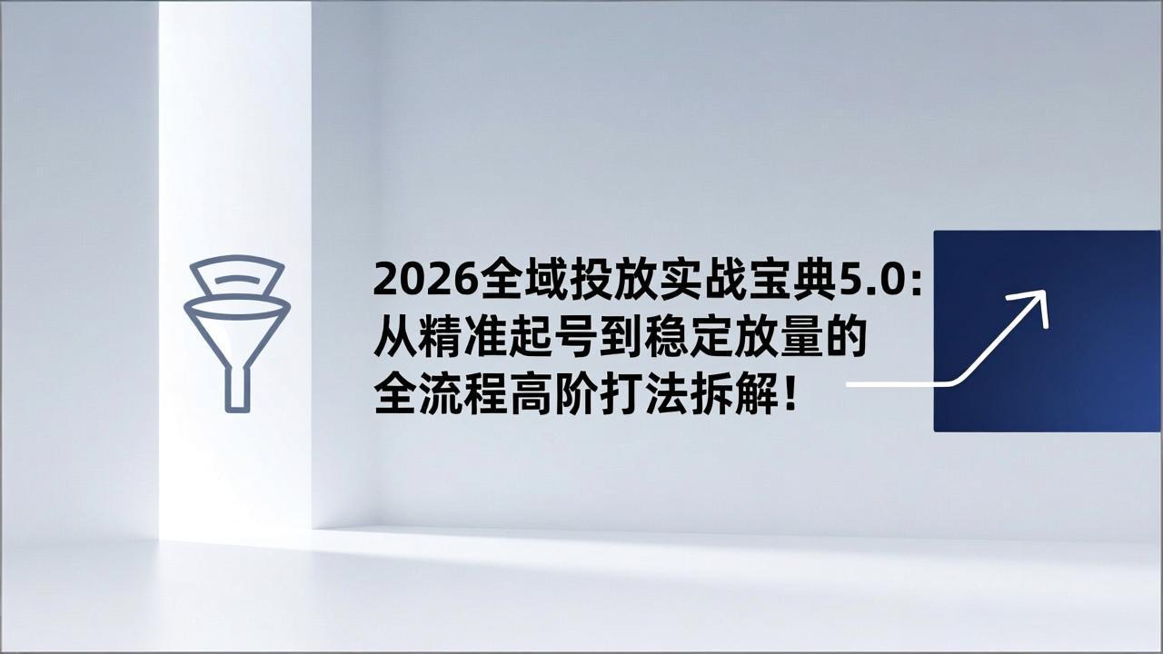 2026全域投放实战宝典5.0：从精准起号到稳定放量的全流程高阶打法拆解！青祥项目库-闲云创业网-老谢轻创网-中创网-福缘网-冒泡网-资源之家-魔方项目库青祥项目库