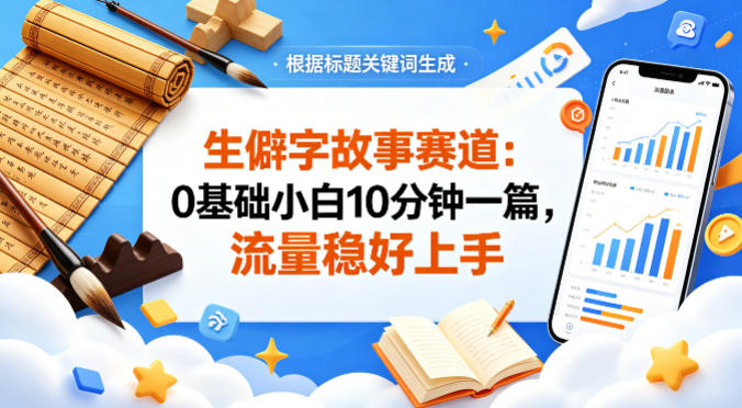 公众号流量主——生僻字故事赛道，流量稳，好上手，0基础小白也能10分钟一篇青祥项目库-闲云创业网-老谢轻创网-中创网-福缘网-冒泡网-资源之家-魔方项目库青祥项目库