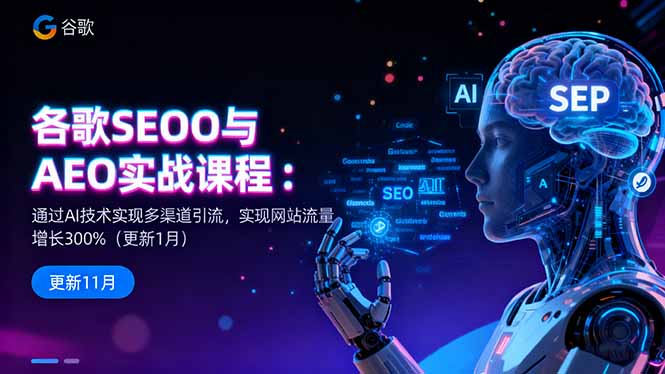 谷歌SEO与AEO实战课程:通过AI技术实现多渠道引流,实现网站流量增长300%青祥项目库-闲云创业网-老谢轻创网-中创网-福缘网-冒泡网-资源之家-魔方项目库青祥项目库