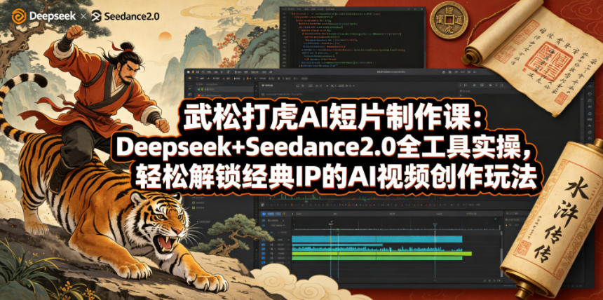 武松打虎AI短片制作课：Deepseek+Seedance2.0全工具实操，轻松解锁经典IP的AI视频创作玩法青祥项目库-闲云创业网-老谢轻创网-中创网-福缘网-冒泡网-资源之家-魔方项目库青祥项目库