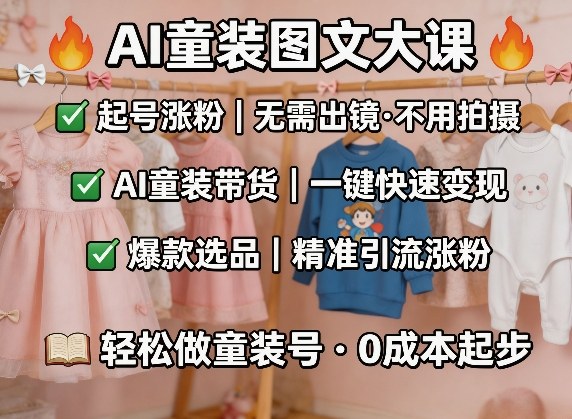AI童装图文剪辑，某社群童装图文大课，起号涨粉、AI童装带货、爆款选品，无需出镜和拍摄青祥项目库-闲云创业网-老谢轻创网-中创网-福缘网-冒泡网-资源之家-魔方项目库青祥项目库