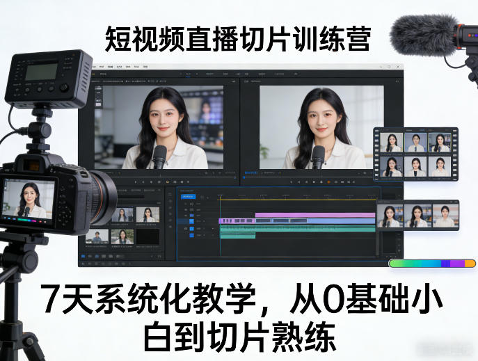 短视频直播切片训练营，7天系统化教学，从0基础小白到切片熟练青祥项目库-闲云创业网-老谢轻创网-中创网-福缘网-冒泡网-资源之家-魔方项目库青祥项目库