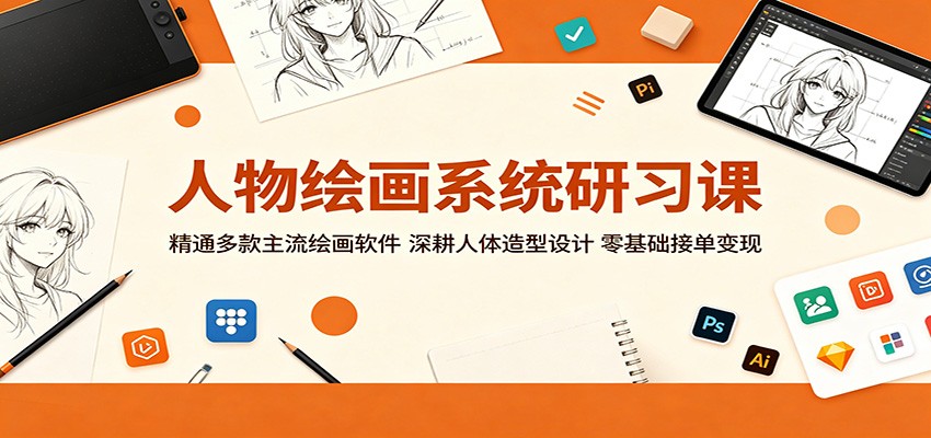 人物绘画系统研习课：精通多款主流绘画软件，深耕人体造型设计，零基础接单变现青祥项目库-闲云创业网-老谢轻创网-中创网-福缘网-冒泡网-资源之家-魔方项目库青祥项目库