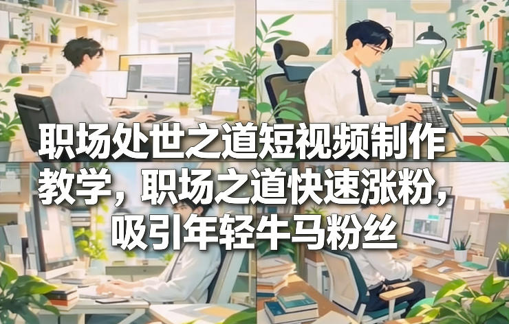 职场处世之道短视频制作教学,职场之道快速涨粉,吸引年轻牛马粉丝青祥项目库-闲云创业网-老谢轻创网-中创网-福缘网-冒泡网-资源之家-魔方项目库青祥项目库