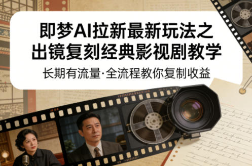 即梦AI拉新最新玩法之出镜复刻经典影视剧教学,长期有流量,全流程教你复制收益青祥项目库-闲云创业网-老谢轻创网-中创网-福缘网-冒泡网-资源之家-魔方项目库青祥项目库
