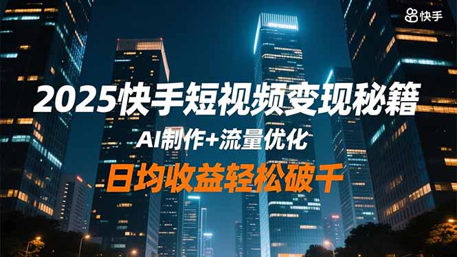 2025快手短视频变现秘籍,AI制作+流量优化,日均收益轻松破千青祥项目库-闲云创业网-老谢轻创网-中创网-福缘网-冒泡网-资源之家-魔方项目库青祥项目库
