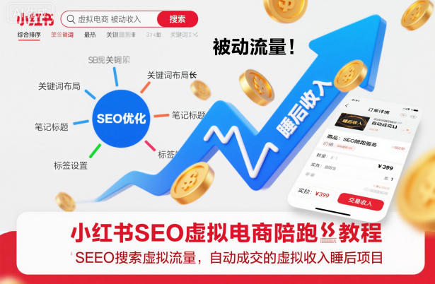 小红书SEO虚拟电商陪跑教程，实现seo搜索被动流量，自动成交的被动收入睡后项目青祥项目库-闲云创业网-老谢轻创网-中创网-福缘网-冒泡网-资源之家-魔方项目库青祥项目库