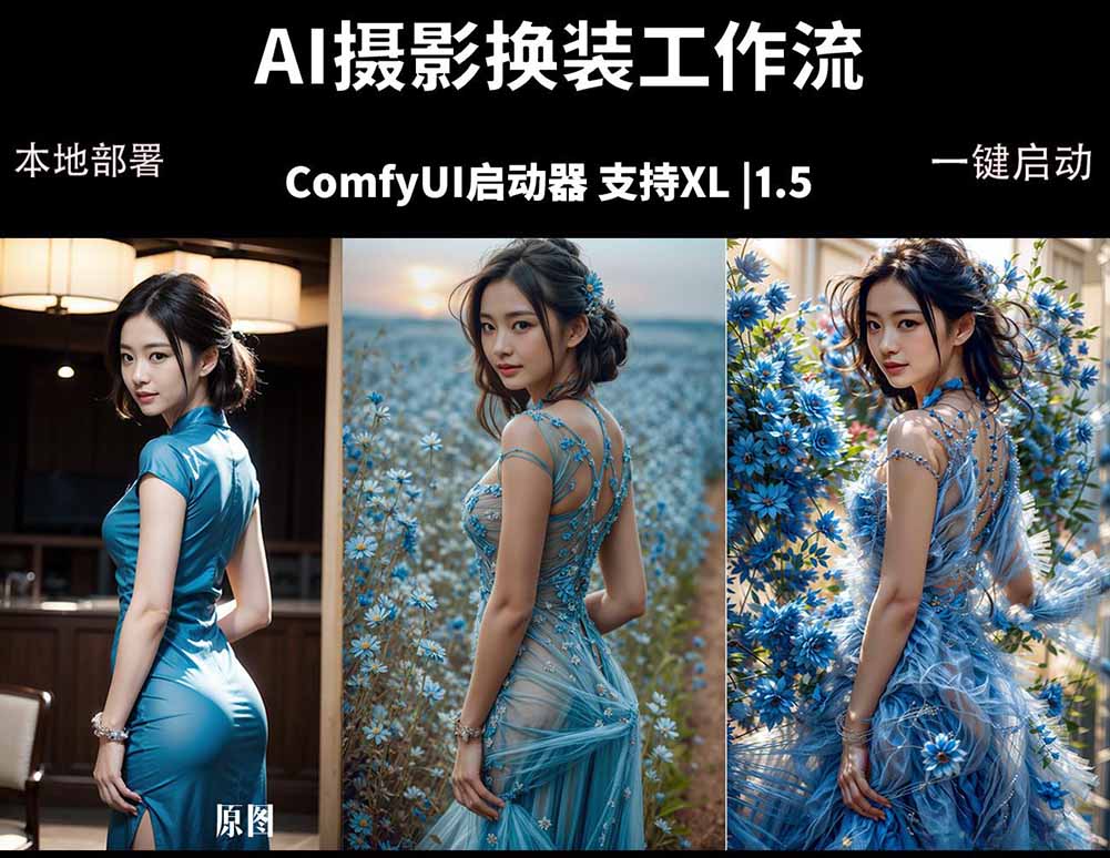 ComfyUI人像写真摄影工作流：本地一键部署，换装换场景换脸全搞定，影楼效率翻倍青祥项目库-闲云创业网-老谢轻创网-中创网-福缘网-冒泡网-资源之家-魔方项目库青祥项目库