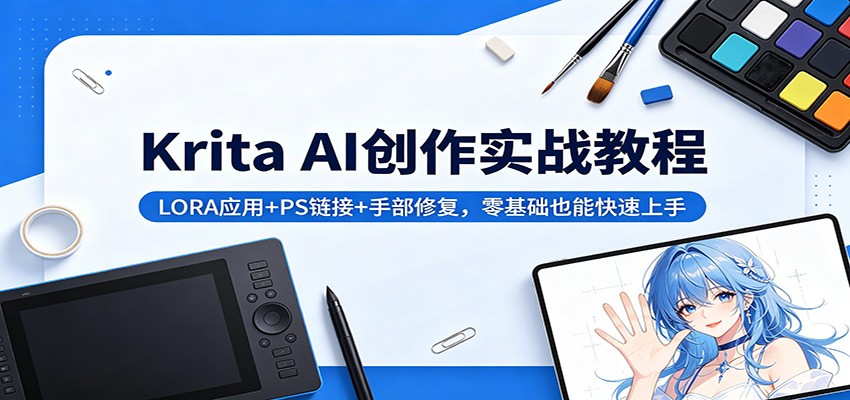 Krita AI创作实战教程：LORA应用+PS链接+手部修复，零基础也能快速上手青祥项目库-闲云创业网-老谢轻创网-中创网-福缘网-冒泡网-资源之家-魔方项目库青祥项目库