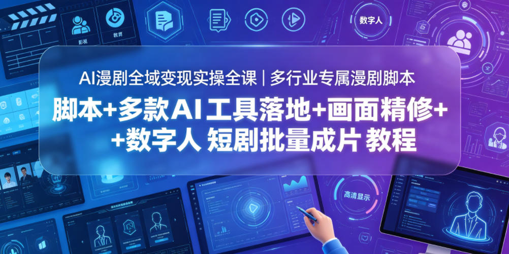 AI漫剧全域变现实操全课｜多行业专属漫剧脚本+多款AI工具落地+画面精修+数字人短剧批量成片全教程青祥项目库-闲云创业网-老谢轻创网-中创网-福缘网-冒泡网-资源之家-魔方项目库青祥项目库