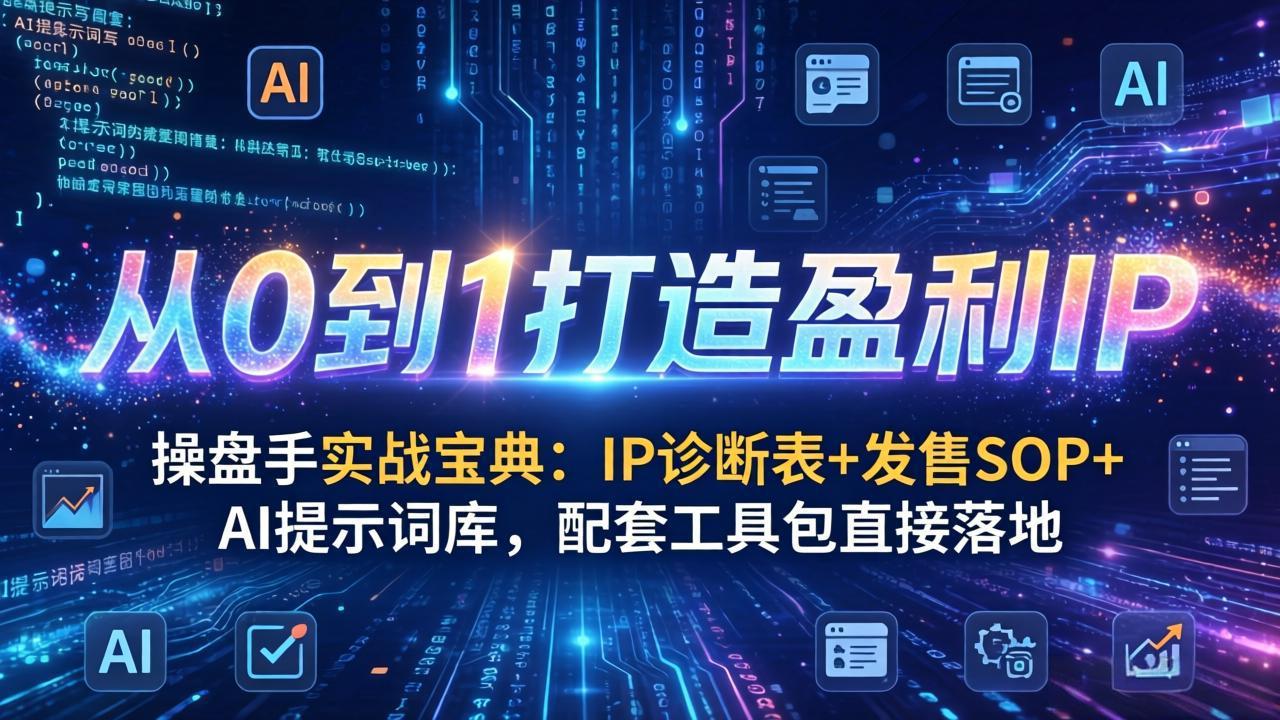 操盘手实战宝典：IP诊断表+发售SOP+AI提示词库，配套工具包直接落地，从0到1打造盈利IP青祥项目库-闲云创业网-老谢轻创网-中创网-福缘网-冒泡网-资源之家-魔方项目库青祥项目库
