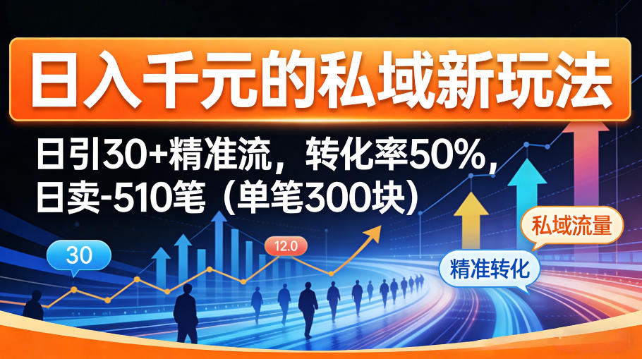 日入千米的私域新玩法：日引30＋精准流，转化率50%，日卖5-10笔(单笔300米)青祥项目库-闲云创业网-老谢轻创网-中创网-福缘网-冒泡网-资源之家-魔方项目库青祥项目库