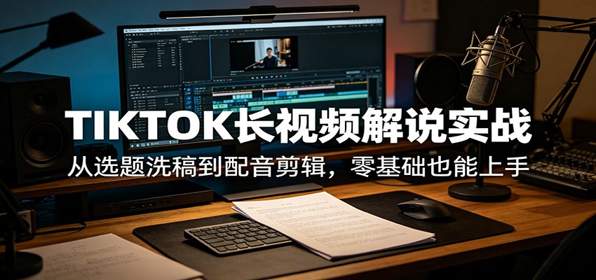 TIKTOK长视频解说实战：从选题洗稿到配音剪辑，零基础也能上手青祥项目库-闲云创业网-老谢轻创网-中创网-福缘网-冒泡网-资源之家-魔方项目库青祥项目库