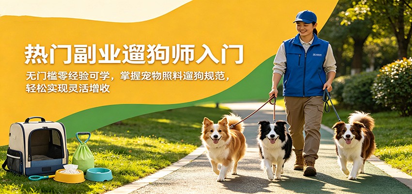 热门副业遛狗师入门，无门槛零经验可学，掌握宠物照料遛狗规范，轻松实现灵活增收青祥项目库-闲云创业网-老谢轻创网-中创网-福缘网-冒泡网-资源之家-魔方项目库青祥项目库
