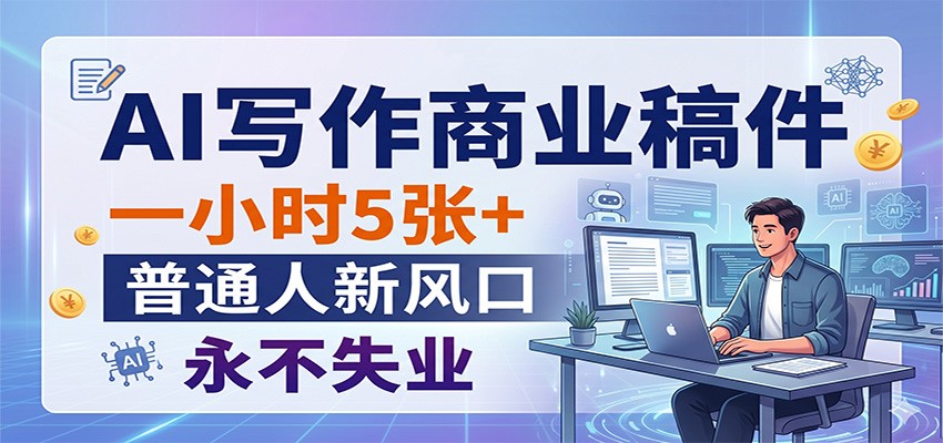 AI写作商业稿件，一小时5张+，普通人新风口，永不失业青祥项目库-闲云创业网-老谢轻创网-中创网-福缘网-冒泡网-资源之家-魔方项目库青祥项目库