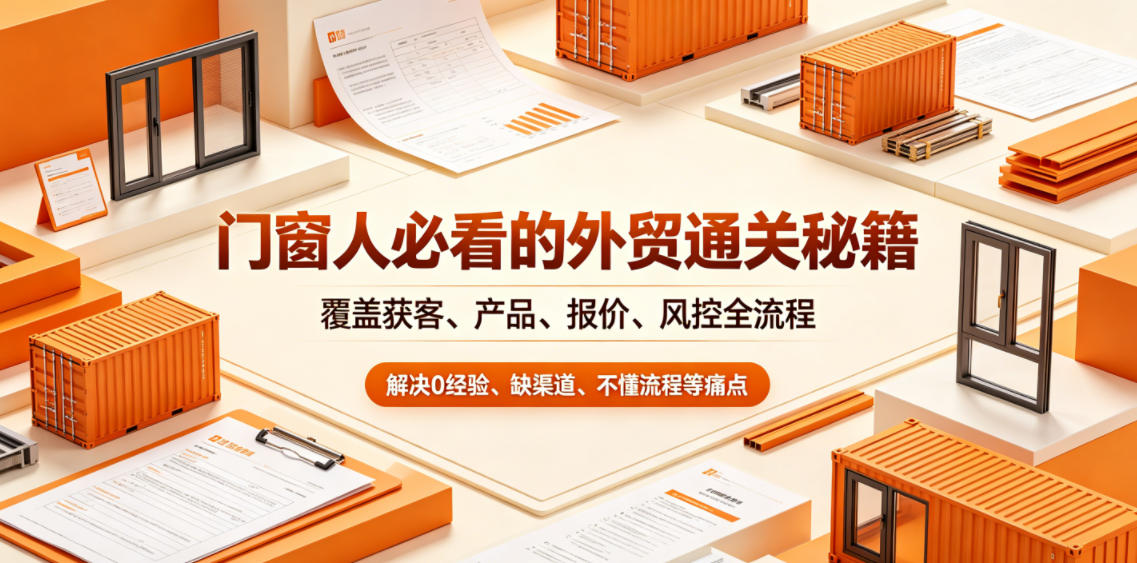 门窗人必看的外贸通关秘籍，块覆盖获客、产品、报价、风控全流程，解决0经验、缺渠道、不懂流程等痛点青祥项目库-闲云创业网-老谢轻创网-中创网-福缘网-冒泡网-资源之家-魔方项目库青祥项目库