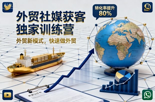 外贸社媒获客独家训练营，外贸新模式，快速做外贸(更新26年4月)青祥项目库-闲云创业网-老谢轻创网-中创网-福缘网-冒泡网-资源之家-魔方项目库青祥项目库