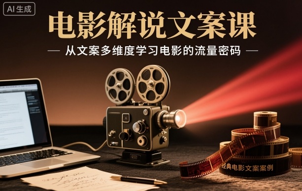 电影解说文案课，从文案多维度学习电影的流量密码青祥项目库-闲云创业网-老谢轻创网-中创网-福缘网-冒泡网-资源之家-魔方项目库青祥项目库