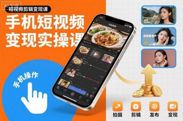 手机短视频变现实操课，短视频剪辑变现课青祥项目库-闲云创业网-老谢轻创网-中创网-福缘网-冒泡网-资源之家-魔方项目库青祥项目库