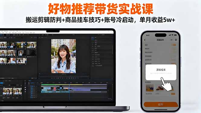 好物推荐带货实战课:搬运剪辑防判+商品挂车技巧+账号冷启动,单月收益5w+青祥项目库-闲云创业网-老谢轻创网-中创网-福缘网-冒泡网-资源之家-魔方项目库青祥项目库