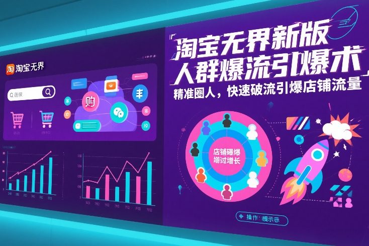 淘宝无界新版人群爆流引爆术，精准圈人，快速破流引爆店铺流量青祥项目库-闲云创业网-老谢轻创网-中创网-福缘网-冒泡网-资源之家-魔方项目库青祥项目库