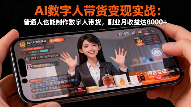 AI数字人带货变现实战：普通人也能制作数字人带货，副业月收益达8000+青祥项目库-闲云创业网-老谢轻创网-中创网-福缘网-冒泡网-资源之家-魔方项目库青祥项目库