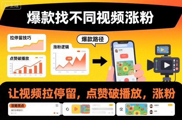 爆款找不同视频涨粉，让视频拉停留，实现点赞，破播放，涨粉青祥项目库-闲云创业网-老谢轻创网-中创网-福缘网-冒泡网-资源之家-魔方项目库青祥项目库