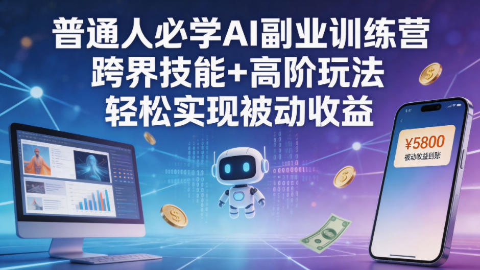 普通人必学AI副业训练营跨界技能+高阶玩法轻松实现被动收益青祥项目库-闲云创业网-老谢轻创网-中创网-福缘网-冒泡网-资源之家-魔方项目库青祥项目库