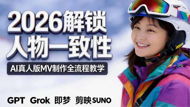 2026独创解锁人物一致性：AI真人版MV制作，不讲空话，不拼概念，全流程实操青祥项目库-闲云创业网-老谢轻创网-中创网-福缘网-冒泡网-资源之家-魔方项目库青祥项目库