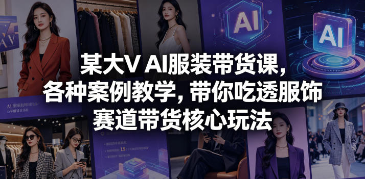 某大V AI服装带货课，各种案例教学，带你吃透服饰赛道带货核心玩法青祥项目库-闲云创业网-老谢轻创网-中创网-福缘网-冒泡网-资源之家-魔方项目库青祥项目库