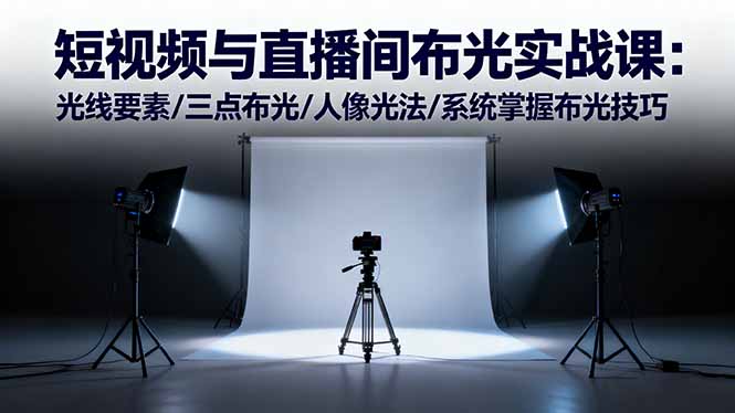 短视频与直播间布光实战课:光线要素/三点布光/人像光法/系统掌握布光技巧青祥项目库-闲云创业网-老谢轻创网-中创网-福缘网-冒泡网-资源之家-魔方项目库青祥项目库