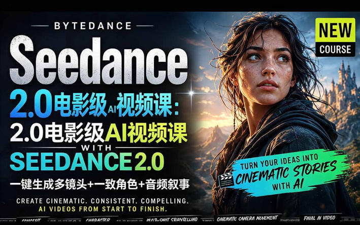 字节跳动的Seedance 2.0 AI电影视频生成制作教程，一键生成多镜头+一致角色+音频叙事-中英字幕青祥项目库-闲云创业网-老谢轻创网-中创网-福缘网-冒泡网-资源之家-魔方项目库青祥项目库