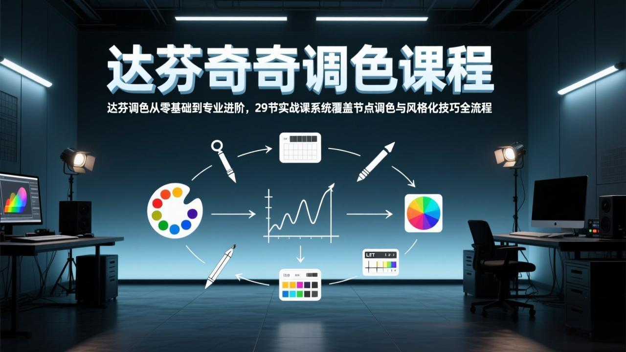 达芬奇调色从零基础到专业进阶，29节实战课系统覆盖节点调色与风格化技巧全流程青祥项目库-闲云创业网-老谢轻创网-中创网-福缘网-冒泡网-资源之家-魔方项目库青祥项目库