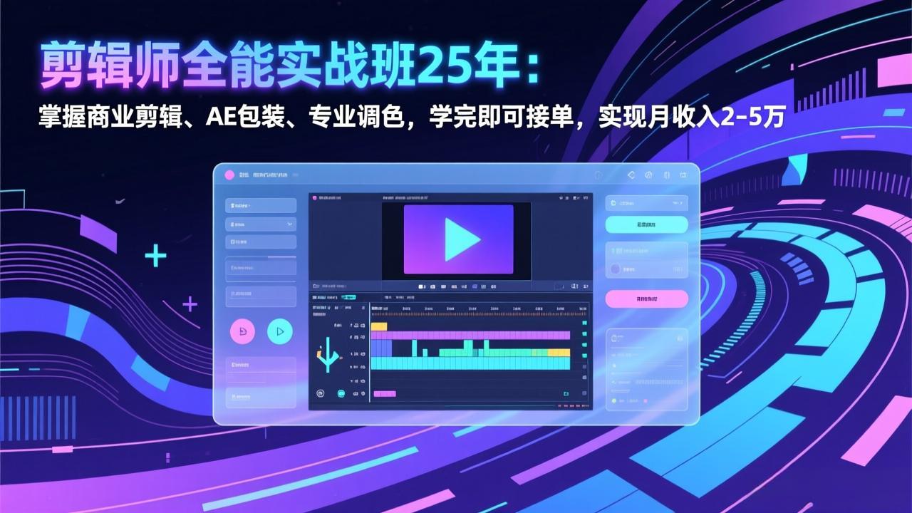 剪辑师全能实战班25年:掌握商业剪辑、AE包装、专业调色,学完即可接单,实现月收入2-5万青祥项目库-闲云创业网-老谢轻创网-中创网-福缘网-冒泡网-资源之家-魔方项目库青祥项目库