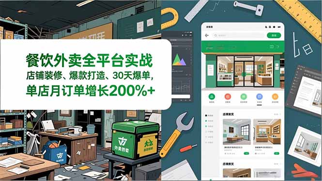 餐饮外卖全平台实战，店铺装修、爆款打造、30天爆单，手把手教学，单店月订单增长200%+青祥项目库-闲云创业网-老谢轻创网-中创网-福缘网-冒泡网-资源之家-魔方项目库青祥项目库