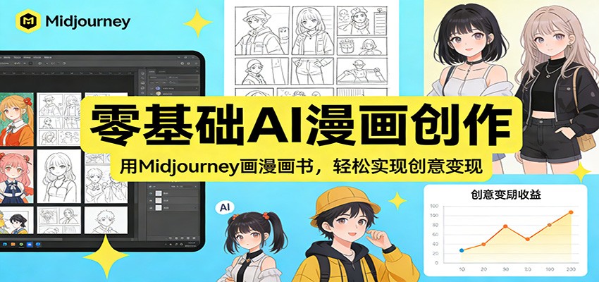 零基础AI漫画创作：用Midjourney画漫画书，轻松实现创意变现青祥项目库-闲云创业网-老谢轻创网-中创网-福缘网-冒泡网-资源之家-魔方项目库青祥项目库