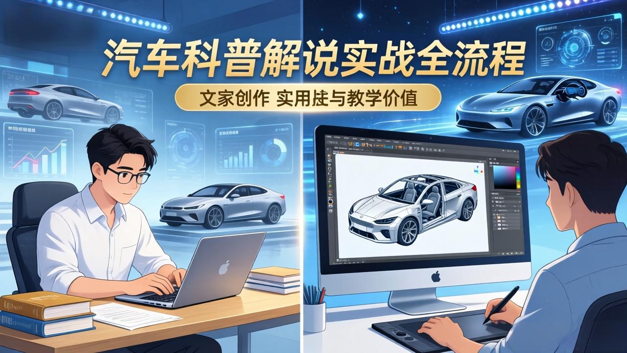 抖音汽车科普解说实战:文案+动画+画面处理+去水印全流程,打造专业汽车科普视频青祥项目库-闲云创业网-老谢轻创网-中创网-福缘网-冒泡网-资源之家-魔方项目库青祥项目库