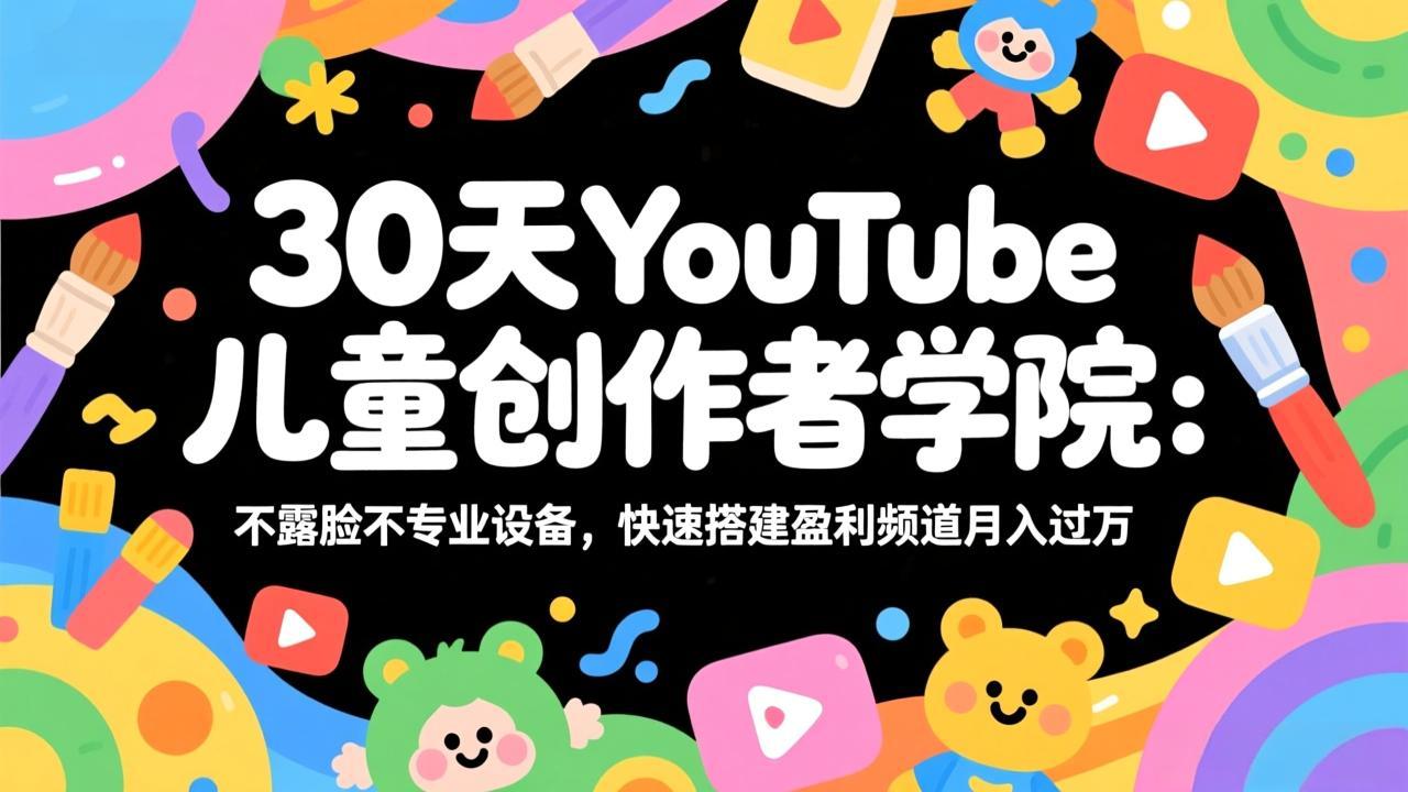 30天YouTube儿童创作者学院：不露脸不专业设备，快速搭建盈利频道月入过万青祥项目库-闲云创业网-老谢轻创网-中创网-福缘网-冒泡网-资源之家-魔方项目库青祥项目库