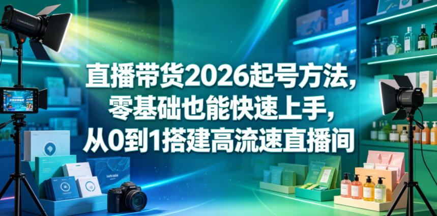 直播带货2026起号方法，零基础也能快速上手，从0到1搭建高流速直播间青祥项目库-闲云创业网-老谢轻创网-中创网-福缘网-冒泡网-资源之家-魔方项目库青祥项目库