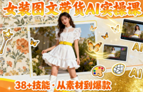 女装图文带货的AI实操课,覆盖38个实用技能,快速提升素材制作效率青祥项目库-闲云创业网-老谢轻创网-中创网-福缘网-冒泡网-资源之家-魔方项目库青祥项目库