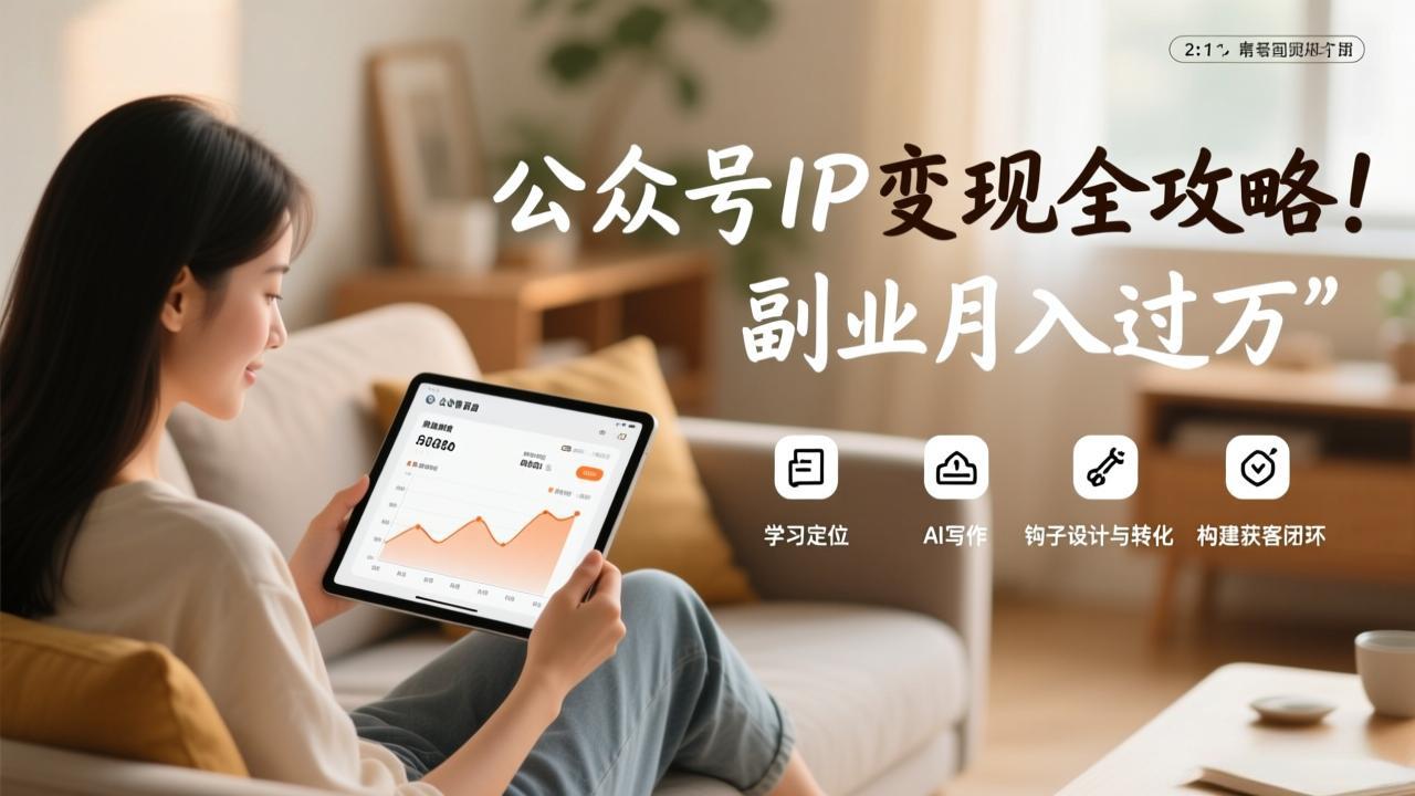 公众号IP变现全攻略,学习定位、AI写作、钩子设计与转化,构建获客闭环,副业月入过万青祥项目库-闲云创业网-老谢轻创网-中创网-福缘网-冒泡网-资源之家-魔方项目库青祥项目库
