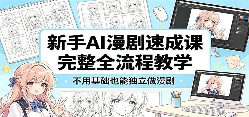 新手AI漫剧速成课：完整全流程教学，不用基础也能独立做漫剧青祥项目库-闲云创业网-老谢轻创网-中创网-福缘网-冒泡网-资源之家-魔方项目库青祥项目库